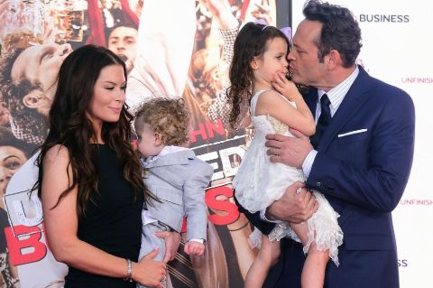 Vince at his movie premier with wife and children